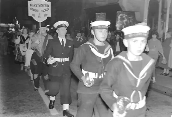 Members of Newhaven Bonfire Society march in procession as part of the Sussex bonfire season.
