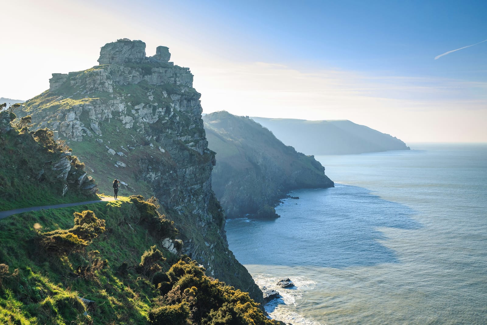 Photo of Castle Rock and the Valley of Rocks on the Exmoor coast, Devon.