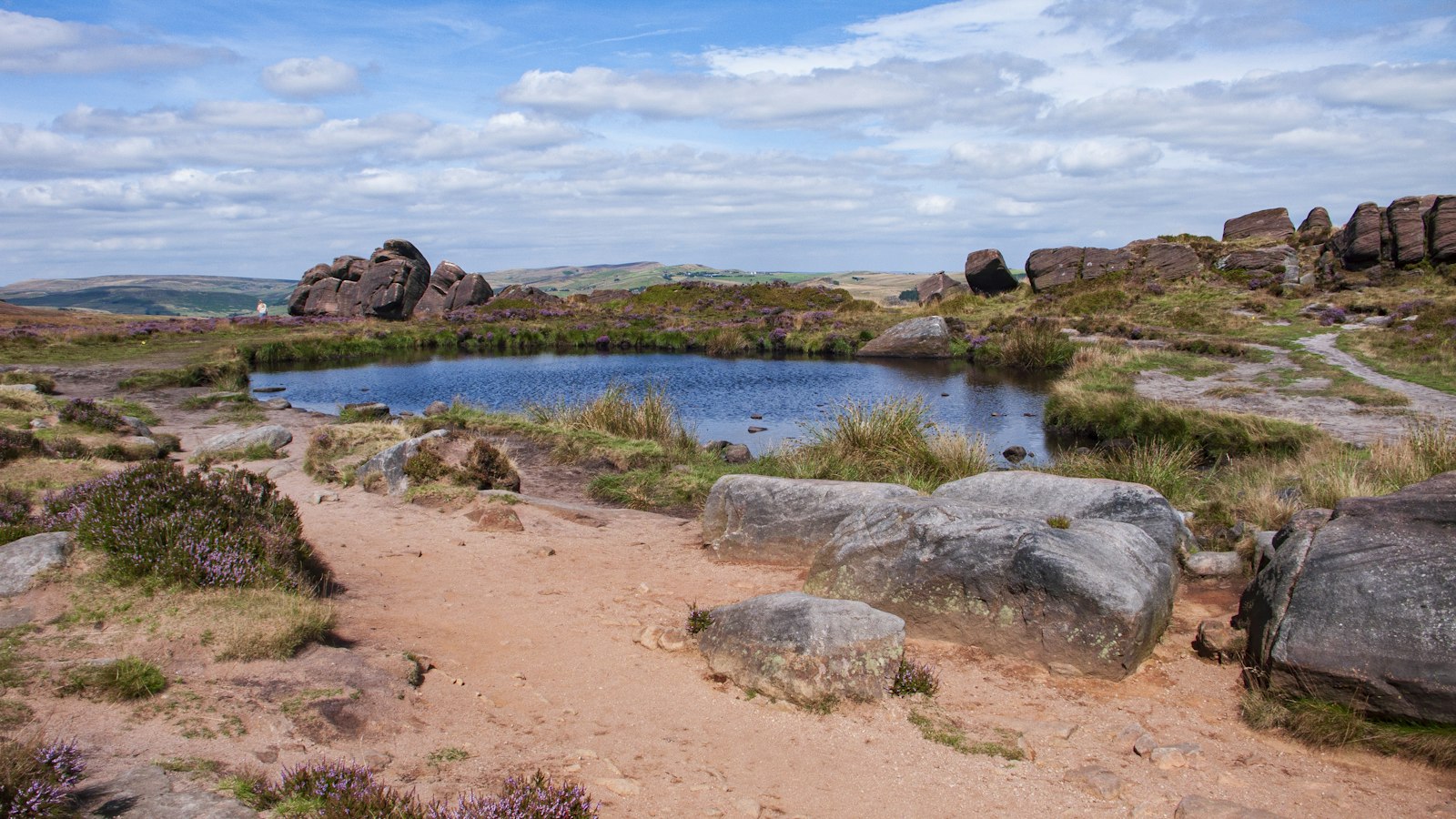 Photo of a body of water surrounded by rocks.