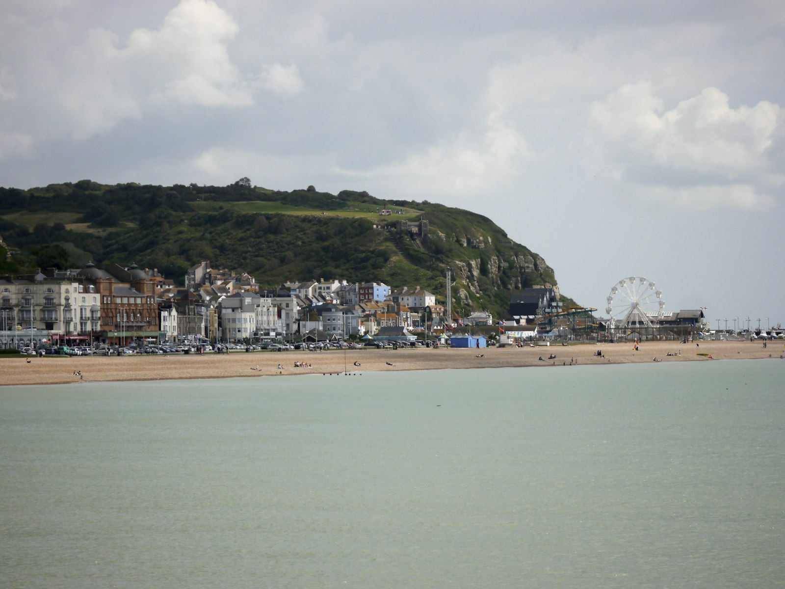 Photo of the beach and seafront at Hastings, East Sussex.